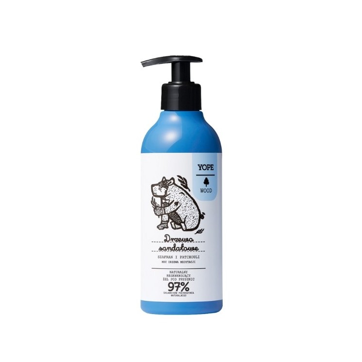 YOPE Wood Duschgel für Männer Sandelholz, Safran und Patchouli 400 ml