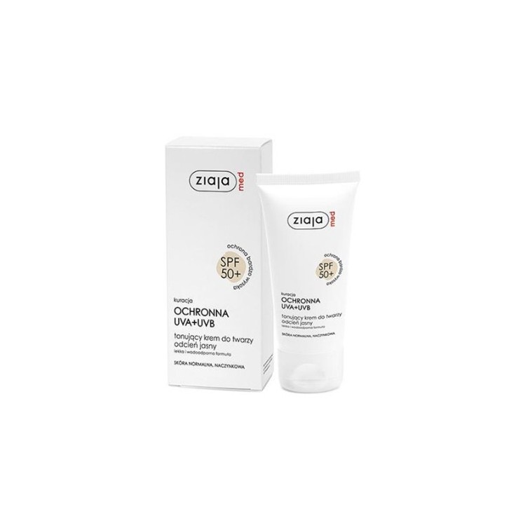 Ziaja Med SPF 50+ Тонований крем для обличчя для нормальної та судинної шкіри Світлий відтінок 50 мл