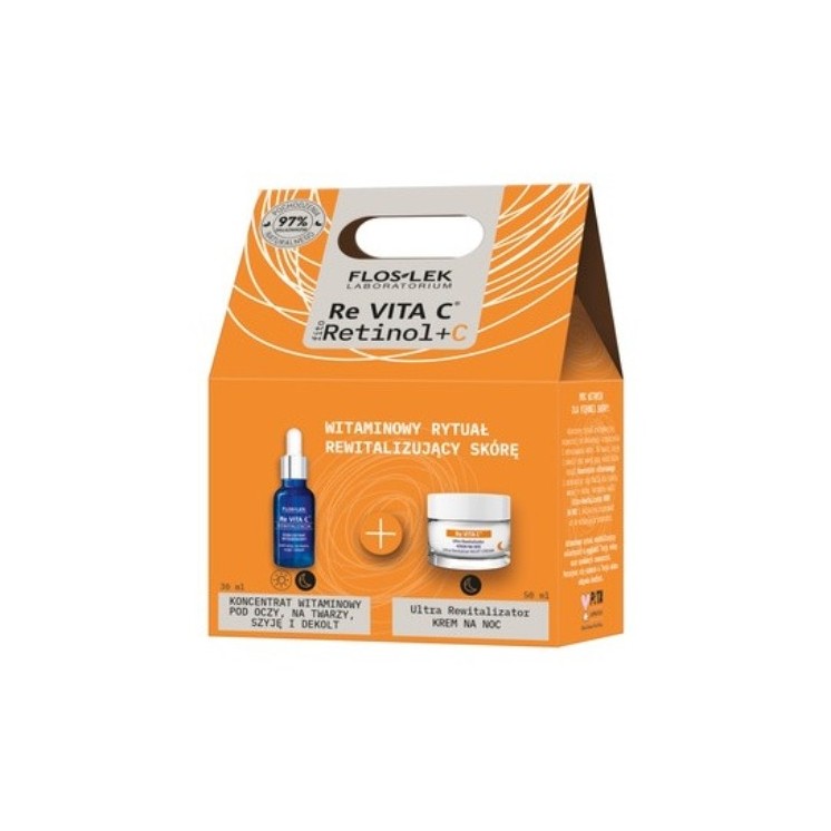 Floslek Revita C Gift set: Night face cream 50 ml + Vitamin concentrate for eyes, face, neck and cleavage 30 ml