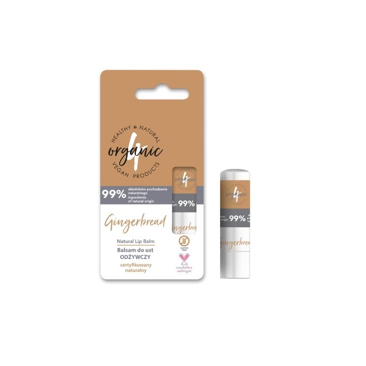 4Organic Natuurlijke voedende Gingerbread lippenbalsem 5 g