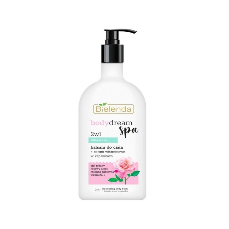 Bielenda Body Dream Spa 2в1 живильний бальзам для тіла + вітамінна Serum в капсулах Роза 350 мл
