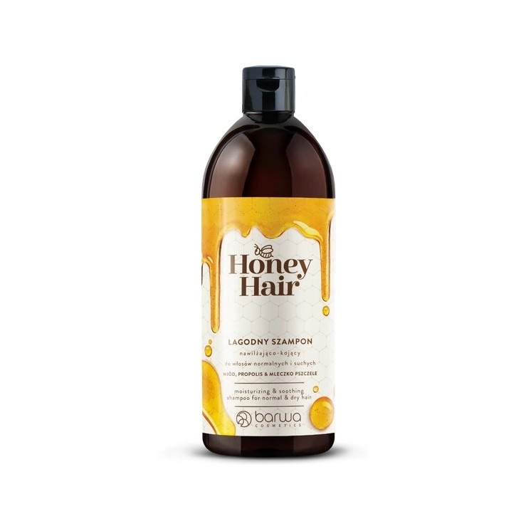 Barwa Honey Hair Feuchtigkeitsspendendes und beruhigendes mildes Shampoo für normales und trockenes Haar, Honig, Propolis und Ge