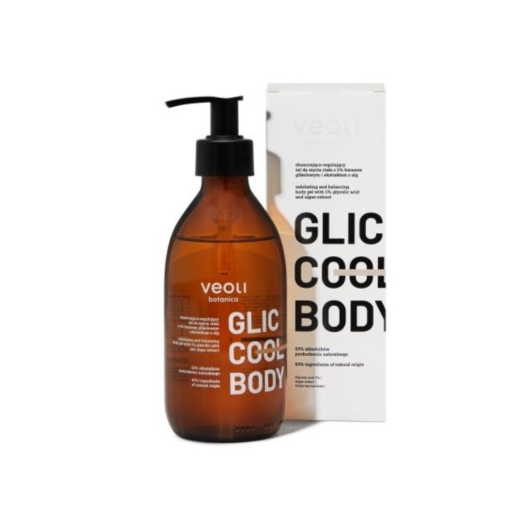 Veoli Botanica Glic Cool Body exfoliërende en regulerende lichaamswasgel met glycolzuur 280 ml