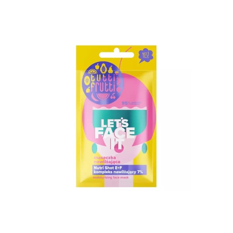 Farmona Tutti Frutti Let's Face It зволожуюча маска для обличчя із зволожуючим комплексом 7% + Nutri Shot E + F 7 г