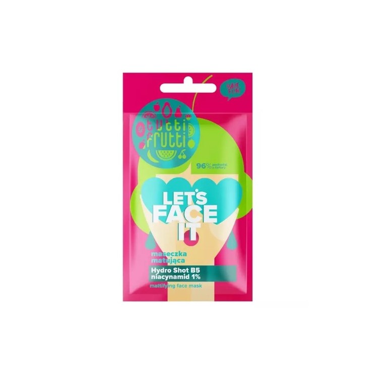 Farmona Tutti Frutti Let's Face It Mattierende Gesichtsmaske mit Niacinamid 1% + Hydro Shot B5 7 g