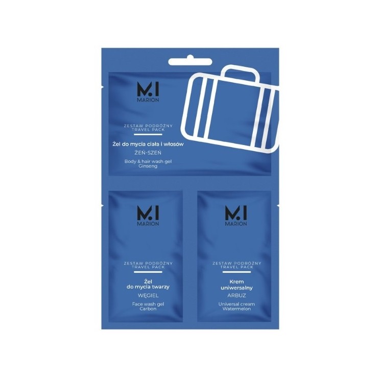 Marion Travel Pack Дорожній набір for Men : гель для вмивання тіла та волосся+гель для вмивання обличчя+універсальний крем