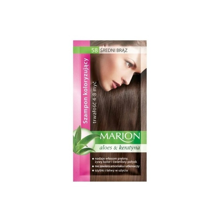 Marion Coloring shampoo with aloe extract 4-8 washes /58/ Medium brown 40 ml