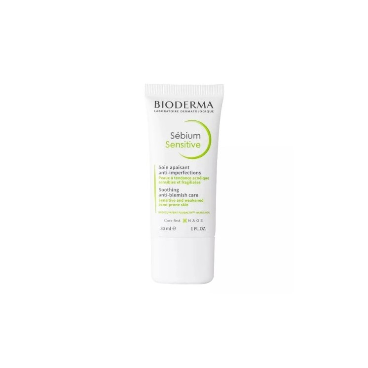 Bioderma Sebium Sensitive beruhigende Gesichtscreme zur Unterstützung der Behandlung von Akne-Haut, 30 ml