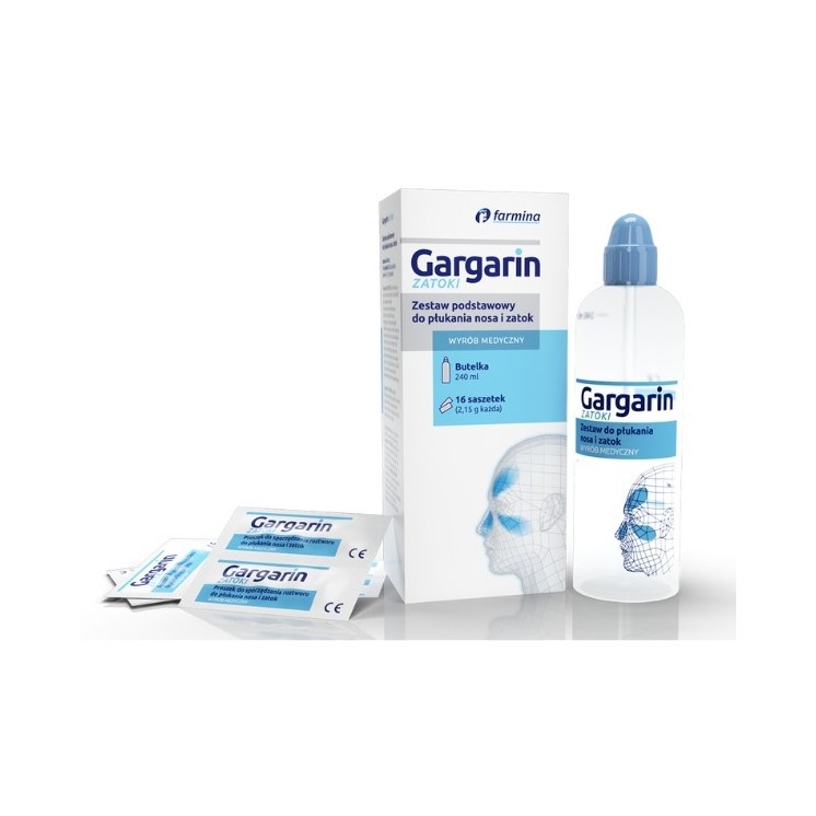 Gargarin SINUS Basisset voor het spoelen van neus en sinussen Fles + 16 zakjes