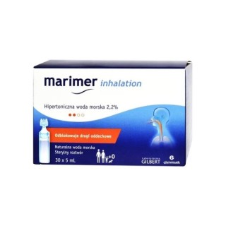 Marimer Inhalation Natürliches hypertonisches Meerwasser 2,2 % in Ampullen 30 x 5 ml