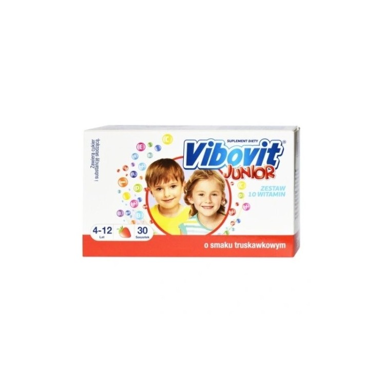 Vibovit Junior Vitaminen voor kinderen van 4 tot 12 jaar, aardbeiensmaak, 30 zakjes