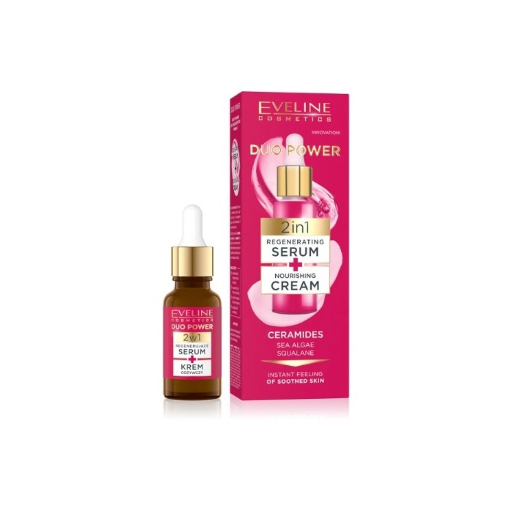 Відновлююча Serum + живильний крем для обличчя Eveline Duo Power 2in1 18 мл