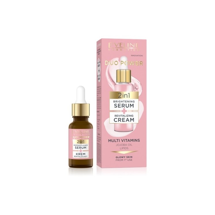 Освітлююча Serum + відновлюючий крем для обличчя Eveline Duo Power 2in1 18 мл