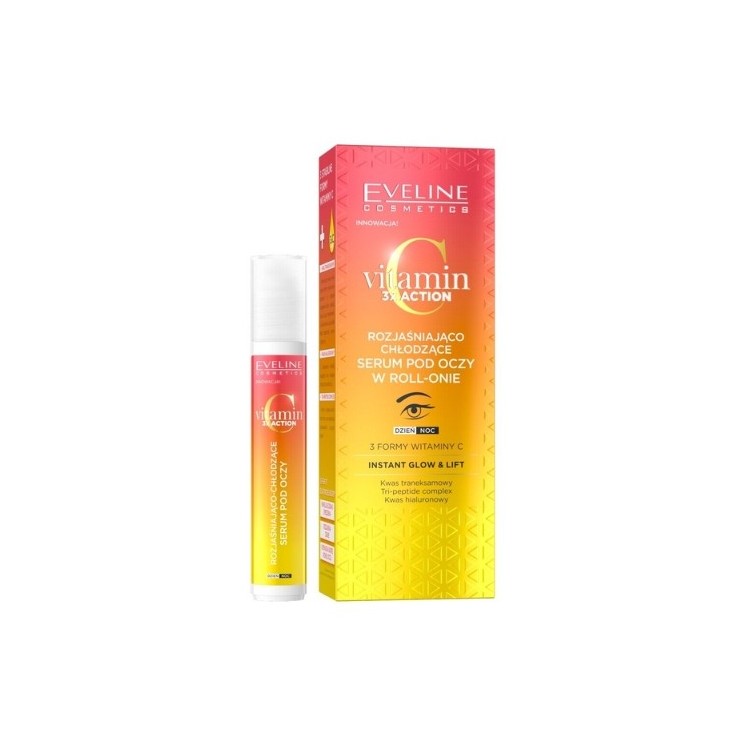 Освітлююча та охолоджуюча Serum для очей Eveline Вітамін С 3x Action в роликовій формі 15 мл