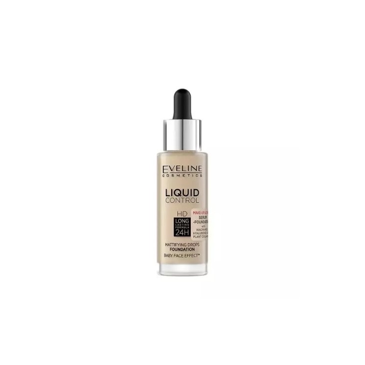 Eveline Liquid Control Gezichtsfoundation met Niacinamide in Druppelaar /015/ Light Vanilla 32 ml