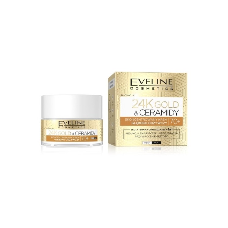 Crème visage concentrée Eveline Or 24 Gold et céramides 70+ Nourrissante en profondeur 50 ml