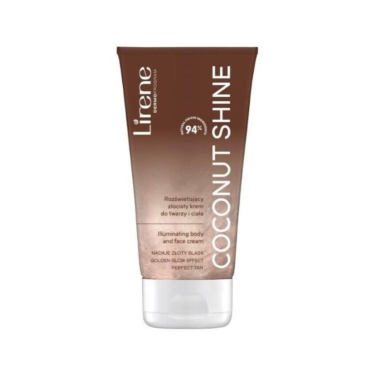 Освітлюючий крем для тіла та обличчя золотистий Coconut Shine Lirene 150 мл