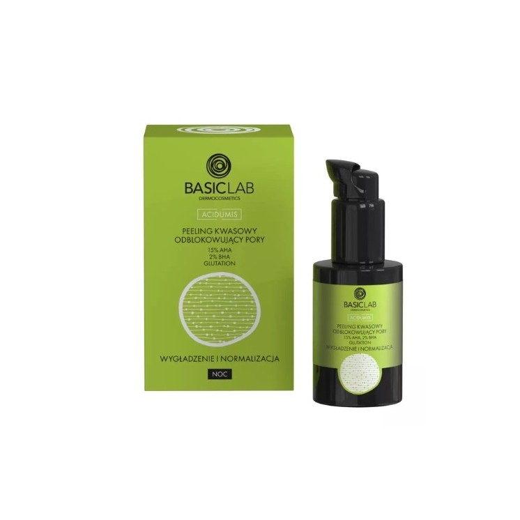 BasicLab Acidumis saures Peeling das die Poren mit den Säuren AHA 15 % und BHA 2 % befreit, 30 ml