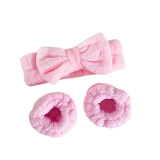 Спа-набір: Гумка для волосся + 2 плюшеві гумки для волосся Pink 1 комплект
