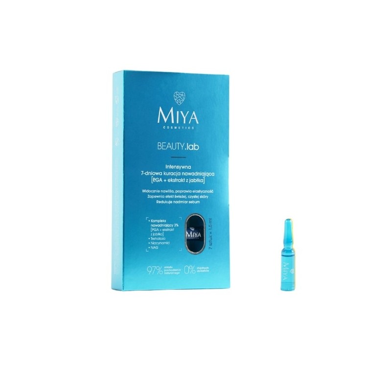 Miya BEAUTY .lab intensieve 7-daagse gezichtshydratatiebehandeling PGA en appelextract 5 ml