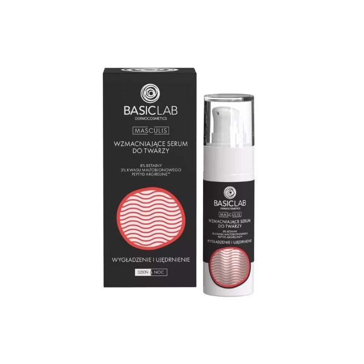 BasicLab Masculis Зміцнююча Serum для обличчя Розгладження та зміцнення для чоловіків 8% Бетаїн, 3% Мальтобіонова кислота 30 мл