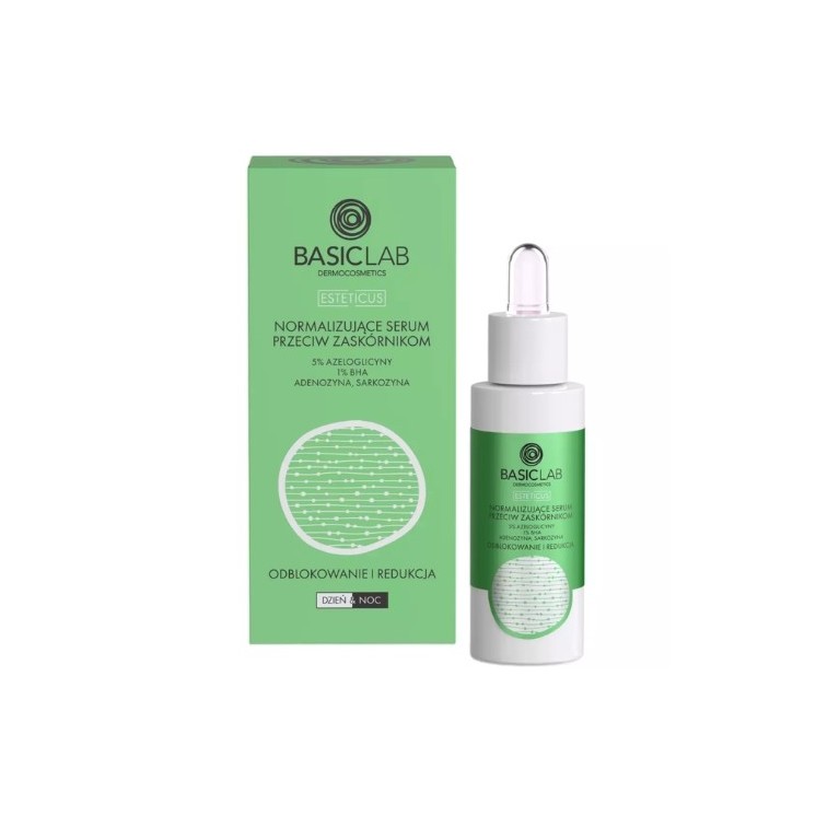 BasicLab Esteticus normalizing face Serum against blackheads 5 % Azeloglycine, 1% BHA 30 ml