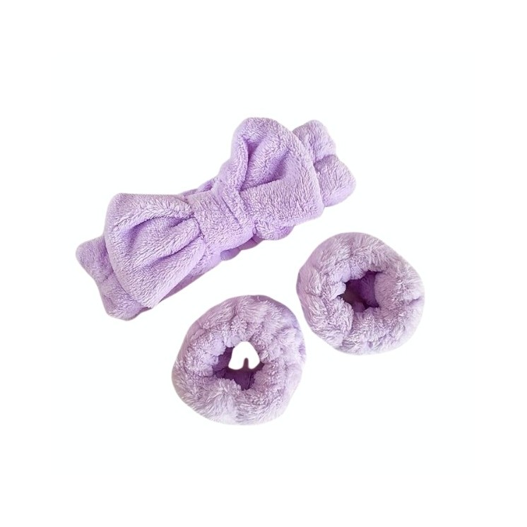 Spa-set: Haarband + 2 pluchen haarbanden Purple 1 set