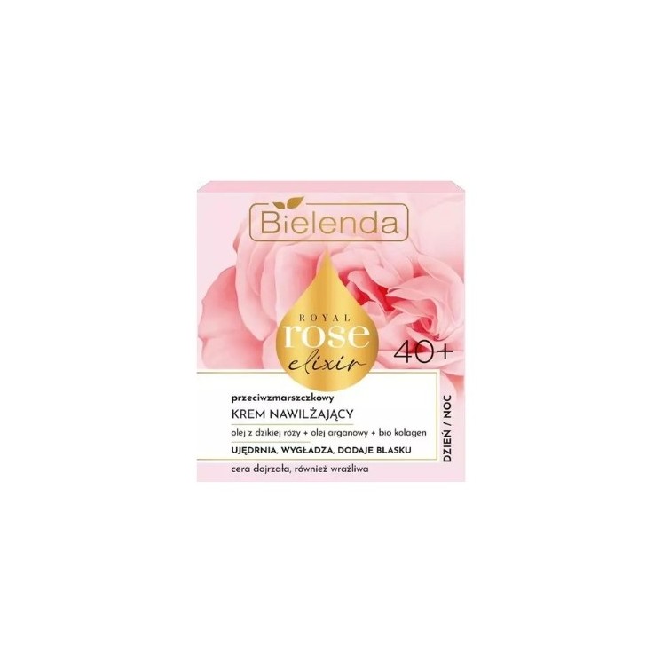 Bielenda Royal Rose Elixir зволожуючий крем для обличчя проти зморшок для чутливої шкіри 40+ 50 мл
