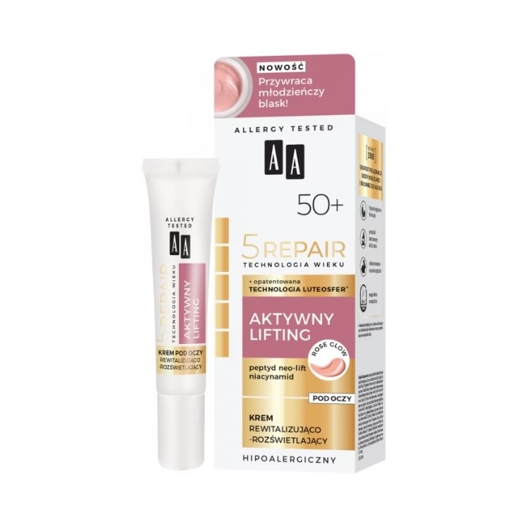 AA AGE TECHNOLOGY 5REPAIR 50+ Active Lifting Revitalisierende und leuchtende Augencreme 15 ml