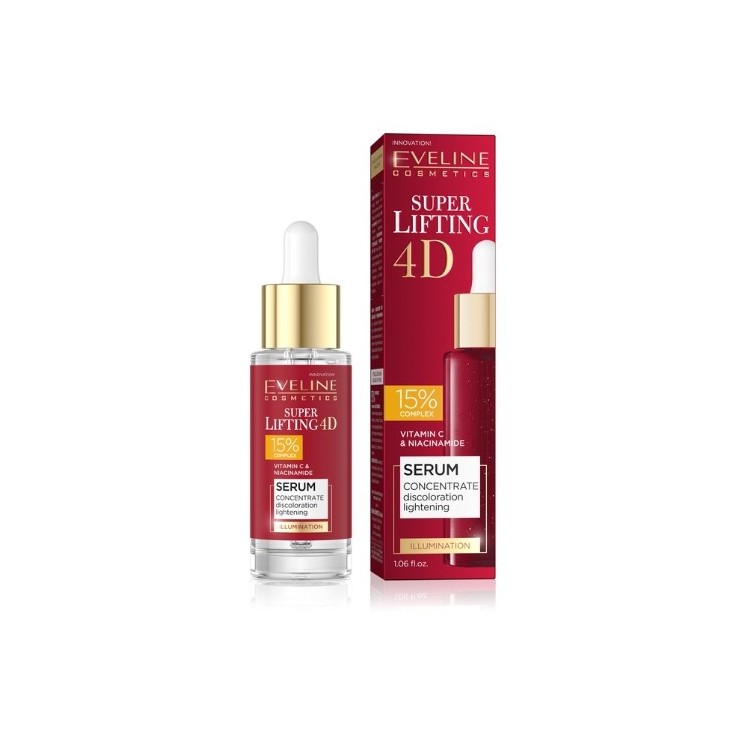 Концентрат Eveline Super Lifting 4D Serum для обличчя освітлюючий знебарвлення 15% Комплекс 30 мл