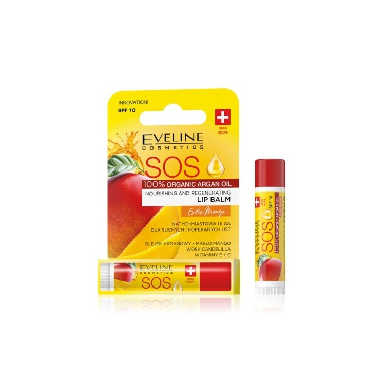 Eveline SOS живильний і відновлюючий бальзам для губ SPF10 Mango