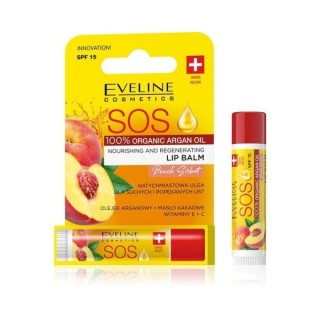 Eveline SOS живильний і відновлюючий бальзам для губ SPF15 Peach