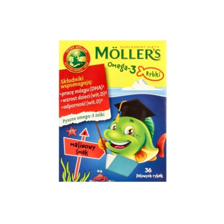 Желе Moller's Omega-3 Ribki зі смаком малини 36 шт