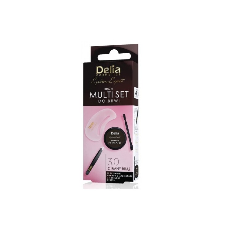 Delia Eyebrow Expert Multi Set для брів Набір: Пінцет + 3 трафарети + Помада з аплікатором 3.0 Brown