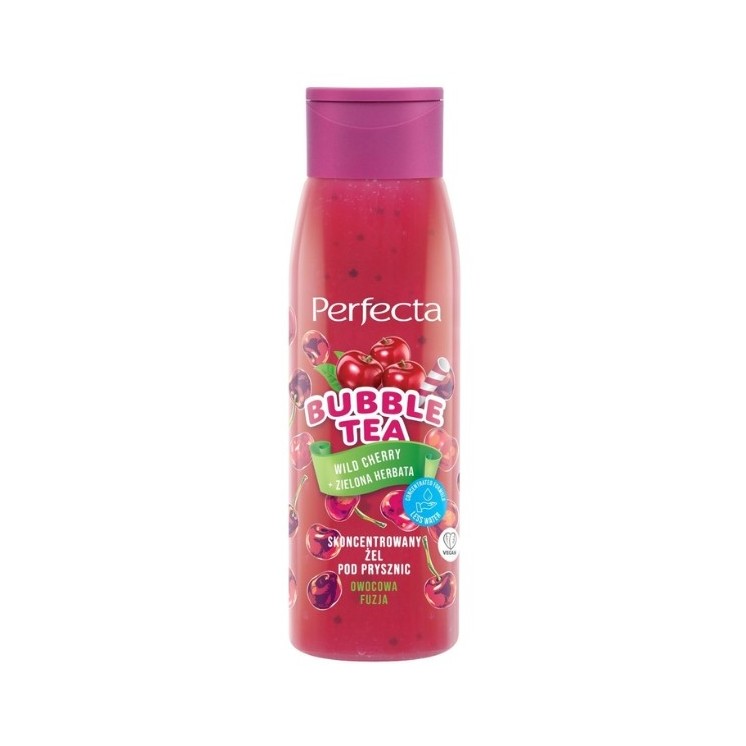 Perfecta Bubble Tea konzentriertes Wildkirsch Cherry Duschgel + Grüner Tee 400 ml