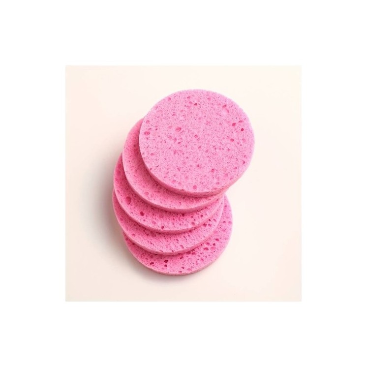 Cellulose facial cleansing sponges Pink 5 pieces