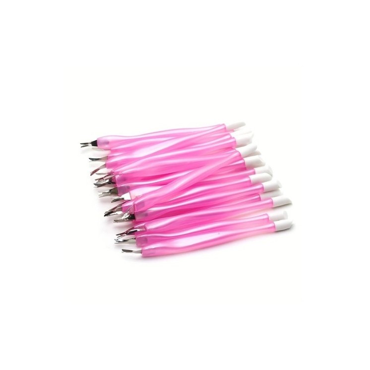 Набір двосторонніх інструментів для видалення кутикули Pink , 10 шт