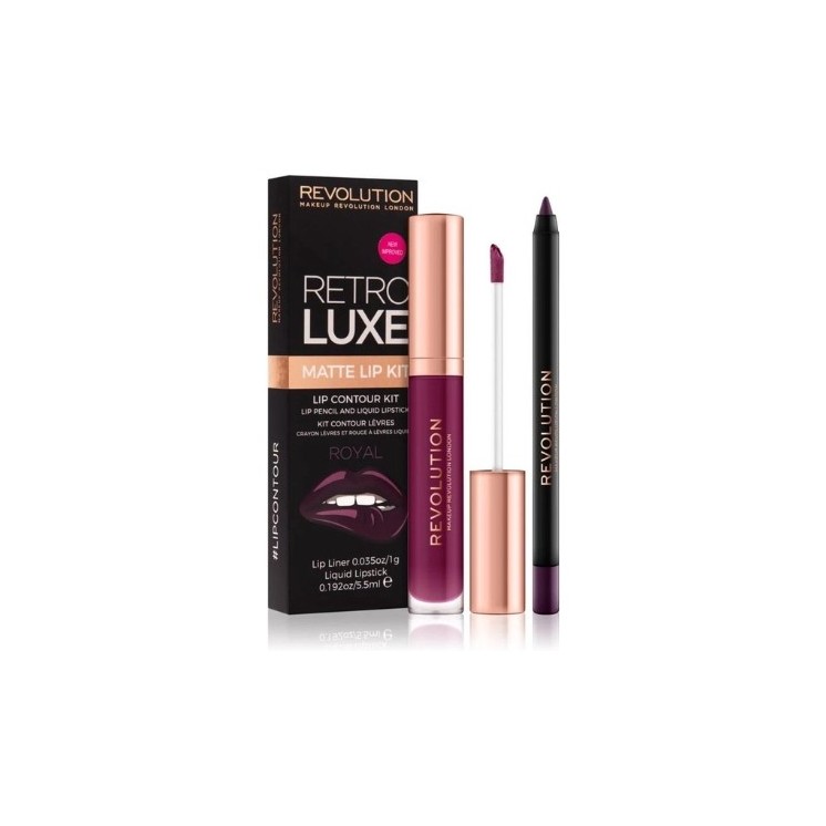 Makeup Revolution Retro Luxe Matte Kit Royal lip makeup set: блиск для губ 5 мл + олівець для губ 1 г