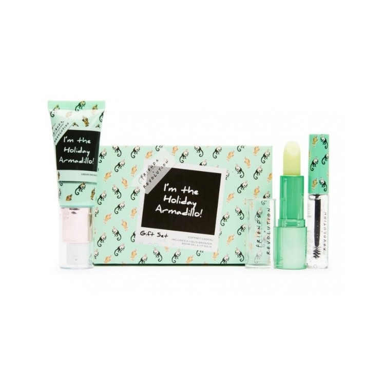 Makeup Revolution XMASS x Friends Holiday Armadillo Trio Geschenkset: Lippenbalsam, Augenbrauengel und flüssiger Bronzer