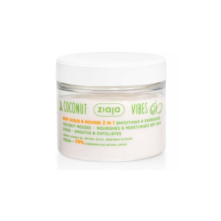Ziaja Coconut Vibes 2in1 розгладжуючий і відлущувальний Peeling і мус для тіла 270 мл