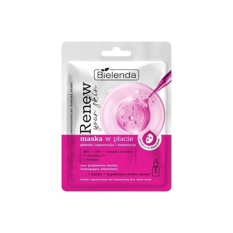 Bielenda RENEW YOUR SKIN Blattmaske mit Vitamin C – tiefe Regeneration und Stimulation