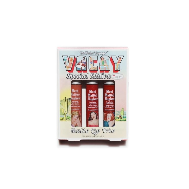 theBalm Meet Matte Hughes Trio Kit Vacay A set of three matte lipsticks