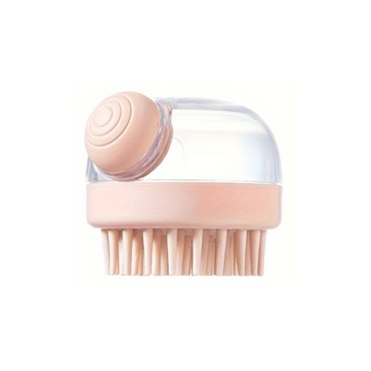 Багатофункціональний силіконовий масажер для голови з дозатором Light Pink шампуню, 1 шт