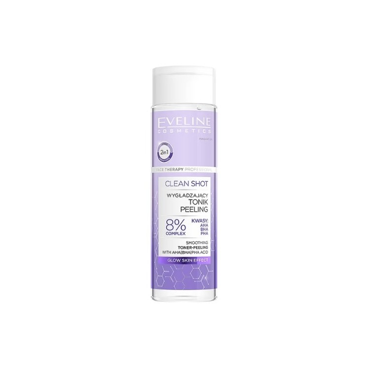Eveline Clean Shot smoothing Tonic- peeling 8% zuurcomplex 200 ml