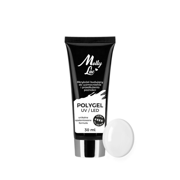 MollyLac Polygel Aufbau-Acrylgel HEMA/Di- HEMA Free Nr. /02/ White 30 ml