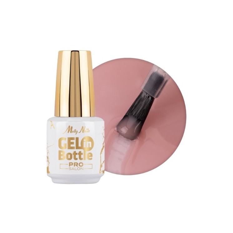 MollyLac Pro Salon Gel in flesje Nagelgel in flesje met multifunctioneel penseel Naked 15 g