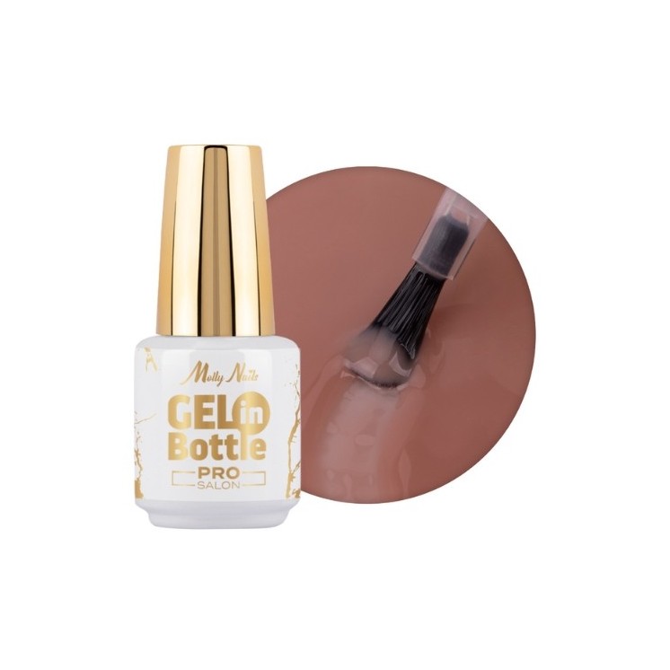 MollyLac Pro Salon Gel у флаконі Гель для нігтів у флаконі з багатофункціональною щіткою Tan Lines 15 г