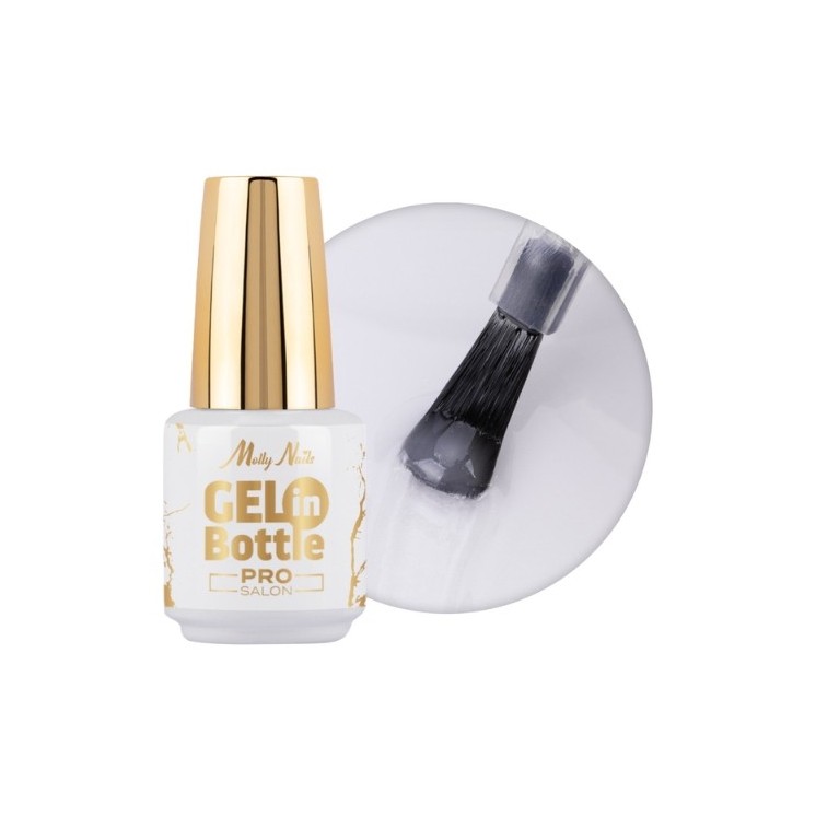MollyLac Pro Salon Gel у флаконі Гель для нігтів у флаконі з багатофункціональною пензлем White Angel 15 г