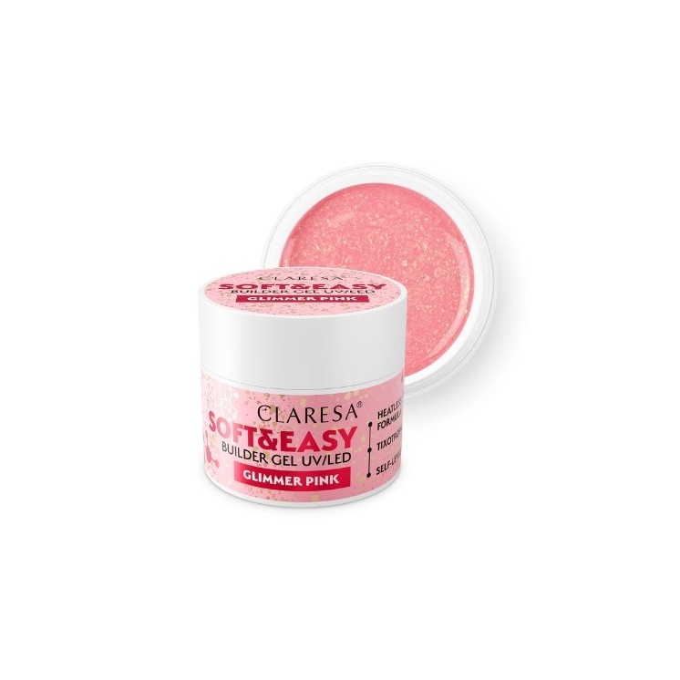Claresa Soft & Easy Glimmer Pink nagelopbouwgel 45 g