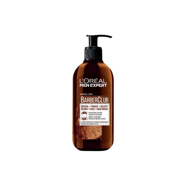 L'oreal Men Expert Barber Club зволожуючий Очищаючий гель для миття бороди/обличчя та волосся з маслом кедра 250 мл